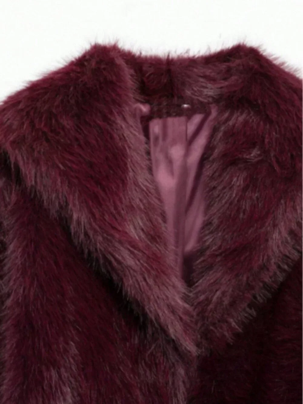 Burgundy Casual Women's Faux Fur Collar Short teddy coat Jacket - Picture 10 of 11